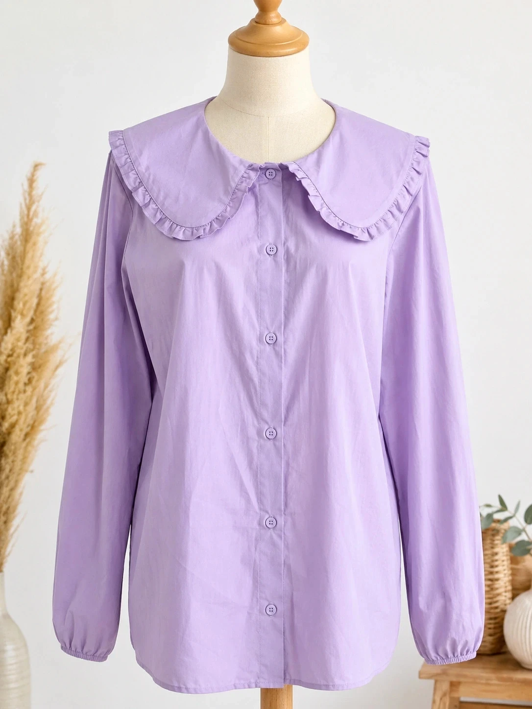 Chemise lilas CUBUS femme L neuve avec étiquette – Col Claudine oversize 100 % coton